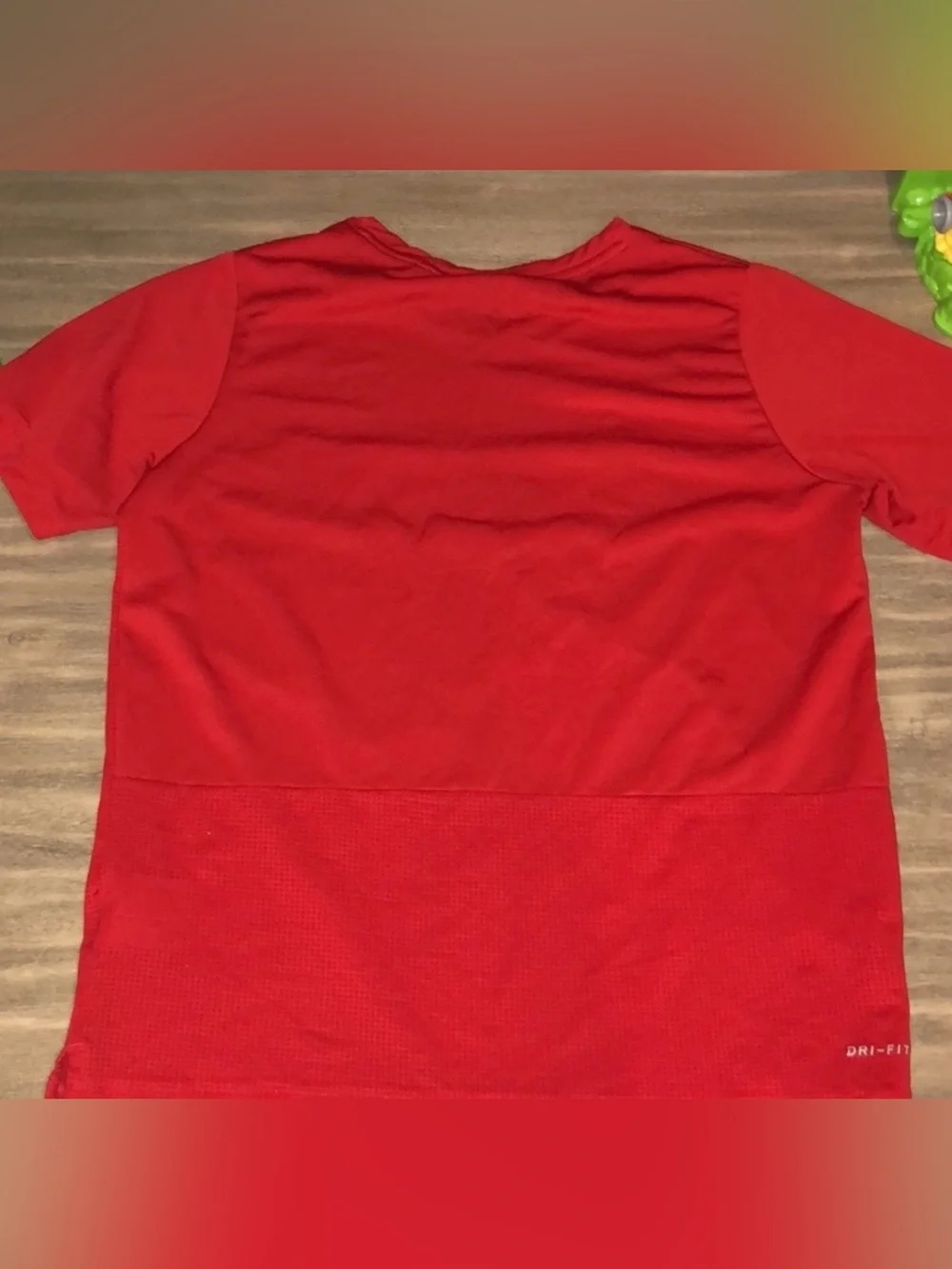Nike Red Short Sleeve Dri-FIT Tee with Black/Blue Swoosh
